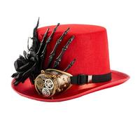 Victorian Wool Top Hat With Goggles Skeleton Hand Tall Hat For Carnivals Cosplay Theme Event Celebration Halloween Props Gothic Top With Goggles