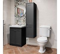 Victoriana Traditional Vanity Unit, Tap, Tall Boy & Toilet Pack - Charcoal Grey