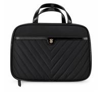 Victoria's Secret Black Hanging Travel Cosmetic Case Organizer | 2 Interior Zip Pockets, Removable Hanging Hook, Front Slip Pocket, 100% Polyamide, Carry Handles