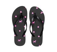 Victoria's Secret PINK Casual Beach Flip Flops - Dog Print Styles, Black Dot Dog Print, 5.5 UK