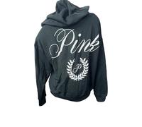 Victoria's Secret Pink Everyday Fleece Relaxed Full Zip Hoodie Color Black New (US, Alpha, X-Small, Regular, Regular, Pure Black)