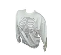 Victoria's Secret Pink Fleece Classic Crew Skeleton Rhinestone Sweatshirt Color White Shine New, White Shine, Medium