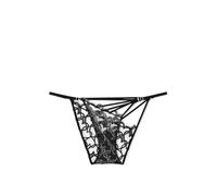 Victoria's Secret Shimmer Heart Embroidery Adjustable String Bikini Panty Color Black New, Black, XS