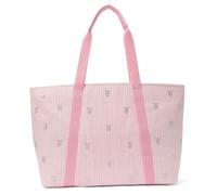 Victoria's Secret VS Logo Rhinestone Heritage Stripe Tote Bag Pink White Large Carryall New