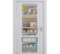 VICTORICH All-IN-ONE Over the Door Organizer, Super Behind the Door Storage Organizer with Door Rack and Large Clear Windows, Wall File Organizer, Hanging Organizer (1 Pack, B Grid Grey)