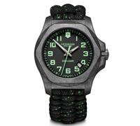 Victorinox Men’s Watch I.N.O.X. Carbon Ø 43 mm, Swiss Made, Analogue Quartz, Water-Resistant up to 200 m, Sapphire Glass, Paracord Strap, Black