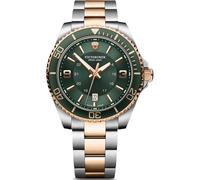 Victorinox Men’s Watch Maverick Quartz Ø 43 mm, Swiss Made, Analogue Quartz, Water-Resistant up to 100 m, Stainless Steel Strap, Green/Silver/Rosé Gold