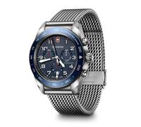 VICTORINOX SWISS ARMY Wristwatch, Men's, Chronograph, Analog, Waterproof, Quartz, Stainless Steel Case, Stainless Steel Bracelet, Leather, Rubber Strap, Strap Replacement, Branded Gift, blue (mesh