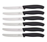 Victorinox 6-Piece Swiss Classic Tomato/Table Knife Set with 11 cm Blade, Stainless Steel, Black