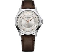 Victorinox Men’s Watch Alliance Ø 40 mm, Swiss Made, Analogue Quartz, Water-Resistant up to 100 m, Sapphire Glass, Leather Strap, Silver/Brown