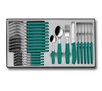Victorinox Classic, Professional Cutlery Set, 24-Piece, Extra Sharp Blade, Serrated Edge, 11 cm, Stainless Steel, Green