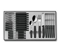 Victorinox Classic, professional cutlery set, extra sharp blade, serrated edge, 11 cm, stainless steel, Set of 24, Black
