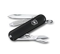 Victorinox Classic SD Mini Swiss Army Knife, Camping Pocket Knives, 7 Functions, Blade, Keyring, Black