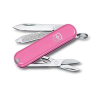 Victorinox Classic SD Mini Swiss Army Knife, Camping Pocket Knives, 7 Functions, Blade, Keyring, Pink