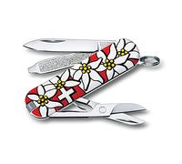 Victorinox, Classic, Swiss Army Pocket Knife, Small, Multi Tool, Camping, 7 Functions, Blade, small, Nail file, Screwdriver 2.5 mm, Edelweiss