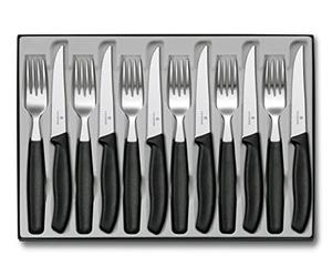 Victorinox Classic Table Set, 12 pcs., Extra Sharp Blade, Wavy Edge, 11 cm, Stainless Steel, Black
