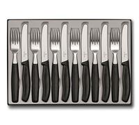 Victorinox Classic Table Set, 12 pcs., Tomato Knives, Extra Sharp Blade, Wavy Edge, 11 cm, Stainless Steel, Black