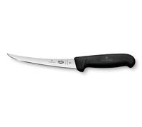 Victorinox Fibrox Boning Knife, Sharp Kitchen Knife for Meat and Fish, 15 cm, Rounded Blade, Flexible, Stainless Steel, Black