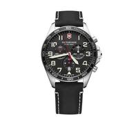 Victorinox Fieldforce Men's Chronograph Watch V241852 - Black Dial, Leather Strap