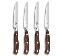 Victorinox Grand Maître Steak Knife Set, 4-Piece, 12 cm, Wooden Handle | Forged professional meat knives with straight cut and elegant maple wood handle for precise cutting.