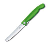 Victorinox Green Folding Kitchen Knife - serrated blade with rounded tip