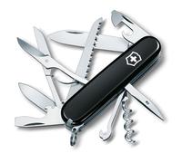 Victorinox Huntsman Swiss Army Knife - 15 Function Pocket Knife - Black | Medium 91 mm Multitool with Wood Saw, Scissors, Large Blade, and Reamer. Ideal for Camping and Hiking. Swiss Made