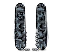 Victorinox Huntsman Swiss Army Knife - Multitool, 15 Functions, Wood Saw | Medium pocket knife for camping and hiking with scissors, bottle opener and screwdriver. 91 mm, Navy Camouflage.