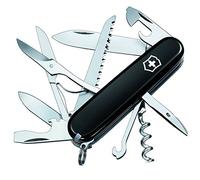 Huntsman Swiss Army Pocket Knife, Medium, Multi Tool, 15 Functions, Large Blade, Bottle Opener, Black