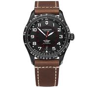 Victorinox Men’s Watch Automatic AirBoss Mechanical, Ø 42 mm, Swiss Made, Water-Resistant up to 100 m, Sapphire Glass, Leather Strap, Black/Brown
