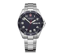 Victorinox Men’s Watch Fieldforce Ø 42 mm, Swiss Made, Analogue Quartz, Water-Resistant up to 100 m, Sapphire Glass, Stainless Steel Strap, Silver/Blue