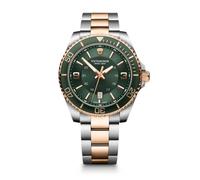 Victorinox Men’s Watch Maverick Quartz Ø 43 mm, Swiss Made, Analogue Quartz, Water-Resistant up to 100 m, Stainless Steel Strap, Green/Silver/Rosé Gold