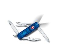 Midnite Manager Swiss Army Pocket Knife, Small, Multi Tool, 10 Functions, LED, Scissors, Blue Transparent