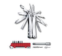 VICTORINOX Multi Tool Swiss Tool Spirit X Plus Ratchet, 36 Functions, Swiss Made, Multi Tool with Locking Blade, incl. Nylon Case, Silver