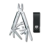 VICTORINOX Multi Tool Swiss Tool X, 26 Functions, Swiss Made, Multi Tool with Locking Blade, incl. Leather Case, Silver