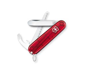 Victorinox My First Victorinox Kids Swiss Army Knife, Small, Multi Tool, Camping Knife, 9 Functions, Blade, Transparent Red