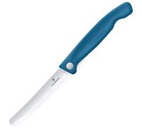Victorinox Swiss Classic Foldable Picnic Knife for Hiking, Fruit, Vegetables, Bread Rolls, Sausage, Serrated Edge, Extra Sharp, Blue