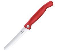 Victorinox Swiss Classic Foldable Picnic Knife for Hiking, Fruit, Vegetables, Bread Rolls, Sausage, Serrated Edge, Extra Sharp, Red