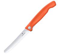 Victorinox Swiss Classic Foldable Picnic Knife for Hiking, Fruit, Vegetables, Bread Rolls, Sausage, Serrated Edge, Extra Sharp, Orange