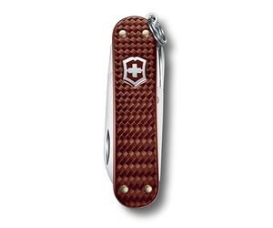 Victorinox Pocket Knife Classic Precious Alox, 5 Functions, Multi Tool with Scissors, Screwdriver, Key Ring, in ift Box, Hazel Brown