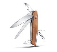 Victorinox Ranger Wood 55 Swiss Army Pocket Knife, Large, Multi Tool, 10 Functions, Locking Blade