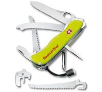 Victorinox Rescue Tool Swiss Army Knife - 13 Functions, Multitool | One Hand Lockable Wavy Blade, Seatbelt Cutter, Glass Saw, Window Breaker for Emergency and Rescue, 111 mm, Swiss Made