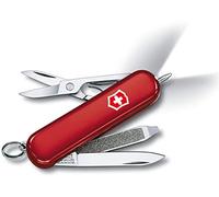Victorinox Signature Lite Swiss Army Pocket Knife, Small, Multi Tool, 7 Functions, LED, Pen, Red