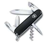 Victorinox Spartan Swiss Army Knife - 12 Function Multitool Pocket Knife | Medium 91 mm Black Knife with Large Blade, Corkscrew and Bottle Opener for Everyday Carry and Camping. Swiss Made