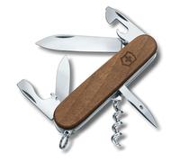 Victorinox Spartan Wood Swiss Army Knife - Multitool, 10 Functions, Brown | Pocket knife with elegant walnut wood handle for camping and EDC. Large blade, corkscrew and openers. 91 mm, Swiss Made