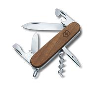 Victorinox Spartan Wood Swiss Army Knife, Medium, Multi Tool, Camping Knife, 10 Functions, Blade, Can Opener, Wood Brown