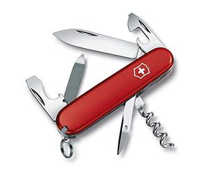 Victorinox Sportsman Swiss Army Knife, Medium, Multi Tool, Camping Knife, 13 Functions, Large Blade, Bottle Opener, Red