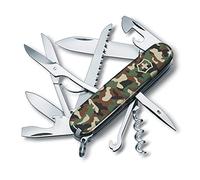 Victorinox Swiss Army Knife Huntsman Multitool, 15 Functions, Camouflage | Medium 91 mm Pocket Knife with Wood Saw, Scissors and Blades for Camping, Hiking and Outdoors. Swiss Made.