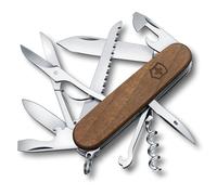 Victorinox Swiss Army Knife Huntsman Wood Multitool, 13 Functions, 91mm | Pocket knife with walnut wood handle, wood saw and scissors. Ideal for camping and hiking. Swiss Made