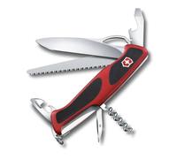 Victorinox Swiss Army Knife Ranger 79 M Grip Large 12 Function Multitool | Large lock blade with thumb hole for one-hand opening, wood saw and wire stripper. Red polyamide scales. Swiss Made