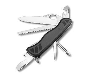 Victorinox Swiss Army Knife Soldier's Knife 08, 10 Functions, Locking Blade | One-Hand Wavy Blade, Wood Saw and Wire Stripper for Camping and Outdoor EDC, Ergonomic Two-Component Scales, Swiss Made